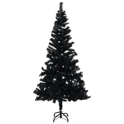 vidaXL Umetna osvetljena novoletna jelka s stojalom črna 120 cm PVC