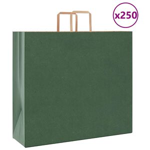 vidaXL Papirnate vrečke 250 kosov z ročaji zelene barve 54x15x49 cm