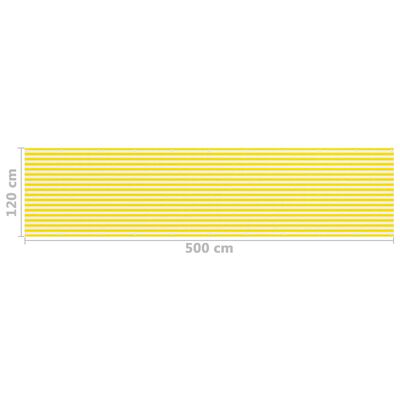 vidaXL Balkonsko platno rumeno in belo 120x500 cm HDPE