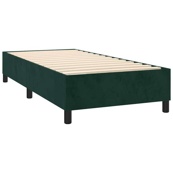 vidaXL Box spring postelja z vzmetnico temno zelena 90x200 cm žamet
