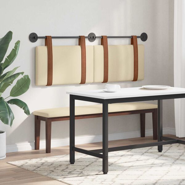 vidaXL Visoki naslon za glavo krema 130 x 55 x 5 cm Antikni PU