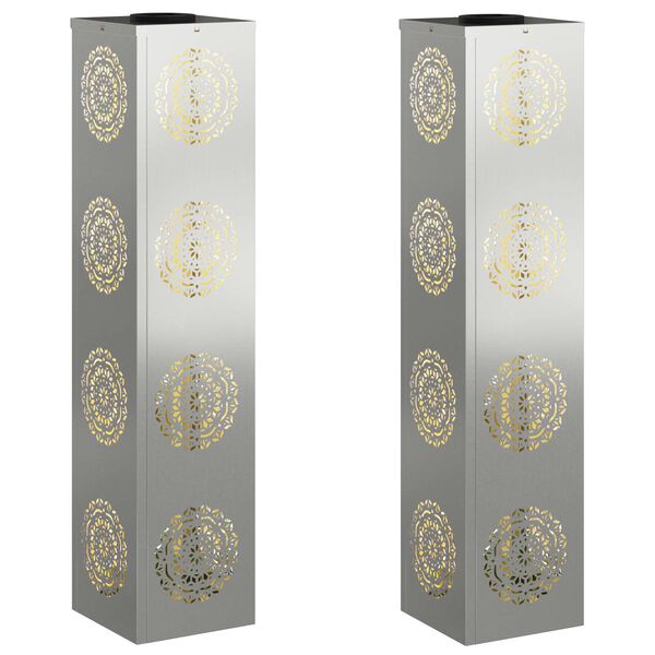 vidaXL Solarno LED svetilo za pot 2 pcs srebrna Cinkana Jeklina