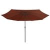 vidaXL Zunanji senčnik s kovinskim drogom 390 cm terakota