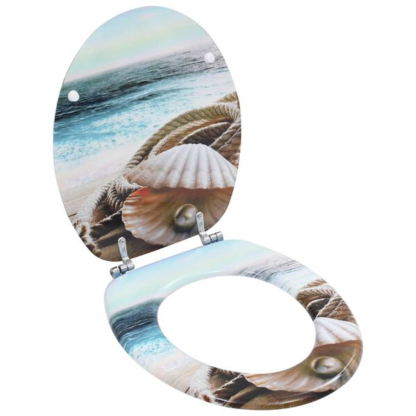 vidaXL Deska za WC školjko s pokrovom 2 kosa mediapan bisernica