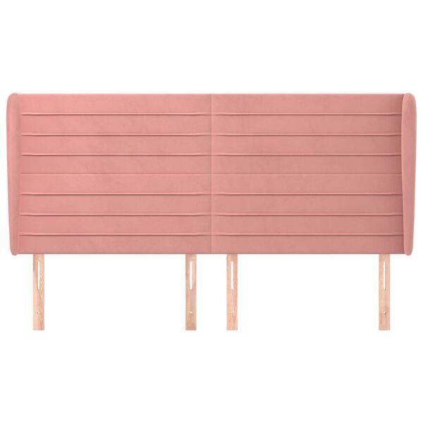 vidaXL Vzglavje z u&scaron;esi roza 163x23x118/128 cm žamet