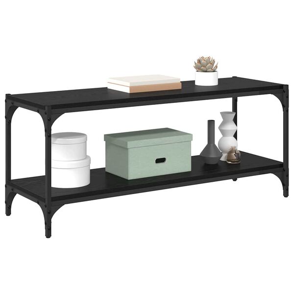 vidaXL TV omarica Črna Orehovina 100x33x41cm Inženirski les in železo