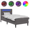 vidaXL Posteljni okvir z vzmetnico Siva 90 x 190 cm Umetno usnje
