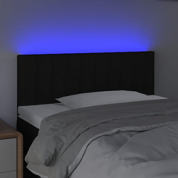 vidaXL LED posteljno vzglavje črno 80x5x78/88 cm blago