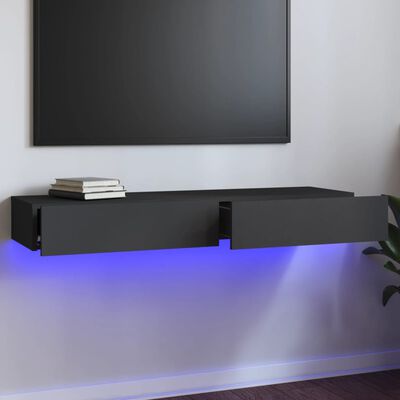 vidaXL TV omarica z LED lučkami siva 120x35x15,5 cm