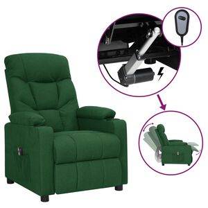 vidaXL Električni naslanjač temno zeleno blago