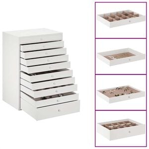 vidaXL &Scaron;katla za nakit 10-plastna z držali za ure bela 29x20,5x40,5 cm