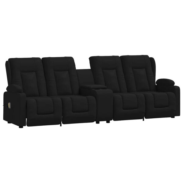 vidaXL Masažni štirised z držali za skodelico črn iz umetnega usnja