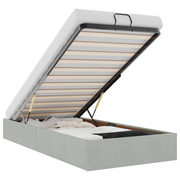 vidaXL Otomanski posteljni okvir brez vzmetnice siv 90x190 cm žamet