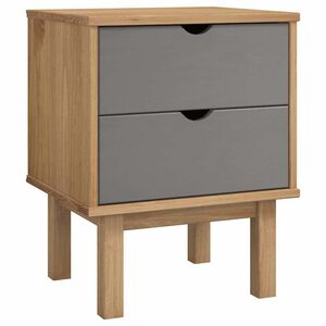 vidaXL Nočna omarica OTTA rjava in siva 45x39x57 cm trdna borovina