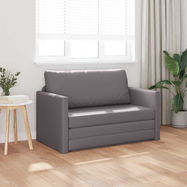 vidaXL Sofa postelja 110cm Siva Umetno usnje