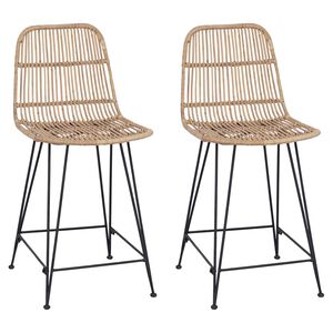 vidaXL Barski stol 2 pcs Naravna 44 x 54 x 96 cm Rattan in jeklo