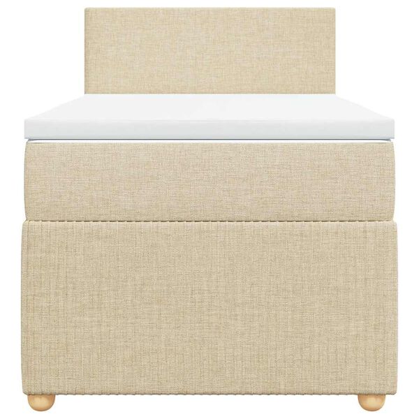 vidaXL Box spring postelja z vzmetnico krem 90x190 cm blago