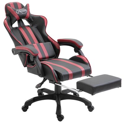 vidaXL Gaming stol z naslonjalom za noge vinsko rdeče umetno usnje