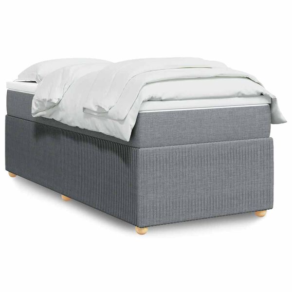 vidaXL Box spring postelja z vzmetnico svetlo siva 90x190 cm blago