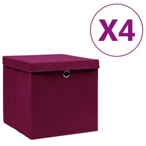 vidaXL &Scaron;katle s pokrovi 4 kosi 28x28x28 cm temno rdeče
