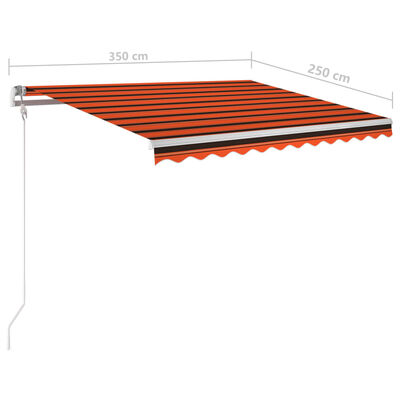 vidaXL Avtomatska tenda LED + senzor 350x250 cm oranžno/rjava