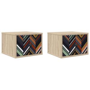 vidaXL Stenska nočna omarica OMMEN 2 kos Sonoma hrast 36 x 33 x 25 cm