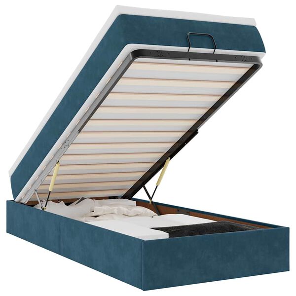 vidaXL Otomanski posteljni okvir z vzmetnico moder 80x200 cm žamet