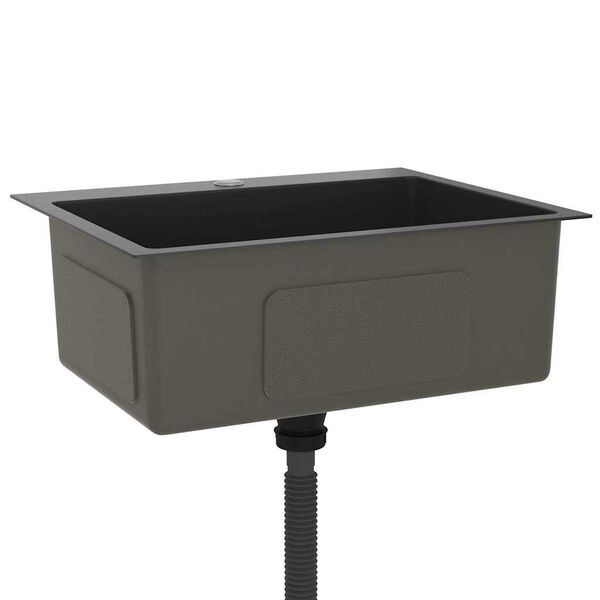 vidaXL Ročno izdelano kuhinjsko pomivalno korito črno nerjaveče jeklo