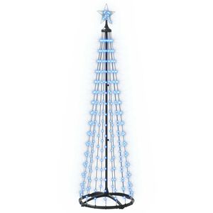 vidaXL LED stožčasto božično drevesce 180 cm 250 LED Modra Jeklo Bela