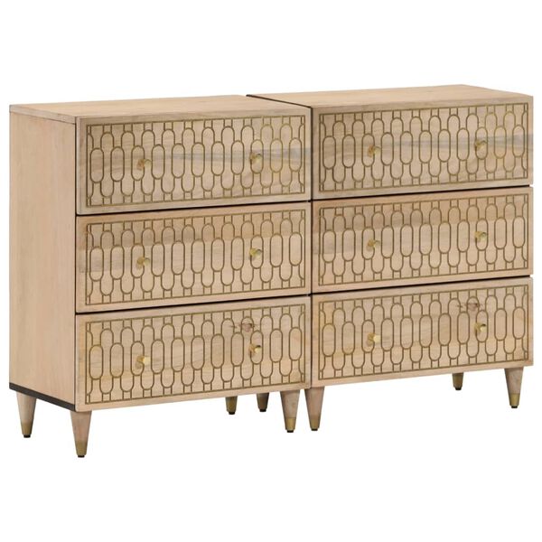 vidaXL Stranska omarica 2 kosa 60x33x75 cm trden mangov les