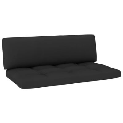 vidaXL Sedežna garnitura iz palet 6-delna + blazine črna borovina