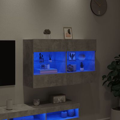 vidaXL Stenska TV omarica z LED lučkami betonsko siva 98,5x30x60,5 cm