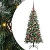 vidaXL Umestno božično drevo Zelena 120 cm PVC, plastika in jeklo