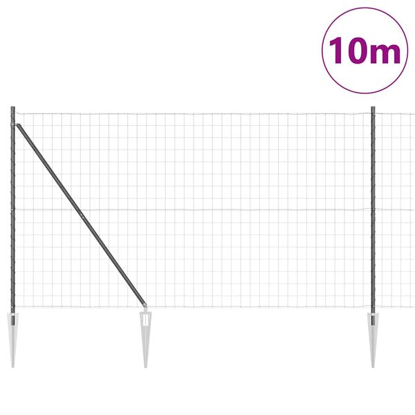 vidaXL Ograja s stebrom Siva 1,6 x 10 m Jeklo in PVC