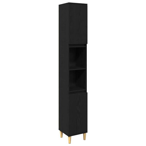 vidaXL Komplet pohi&scaron;tva za kopalnico 3 pcs Črna Konstruiran les