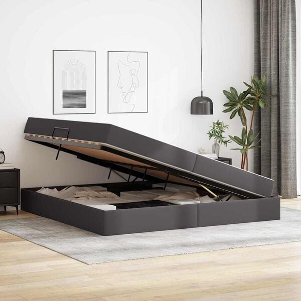 vidaXL Postelja z dodatnim prostorom za shranjevanje in vzmetnico 2 pcs