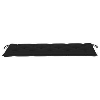 vidaXL Klop Batavia s črno blazino 150 cm trdna tikovina