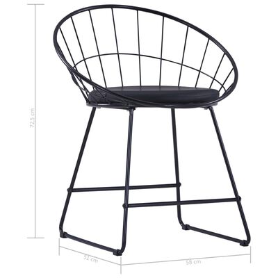 vidaXL Jedilni stoli s sedeži iz umetnega usnja 2 kosa črno jeklo