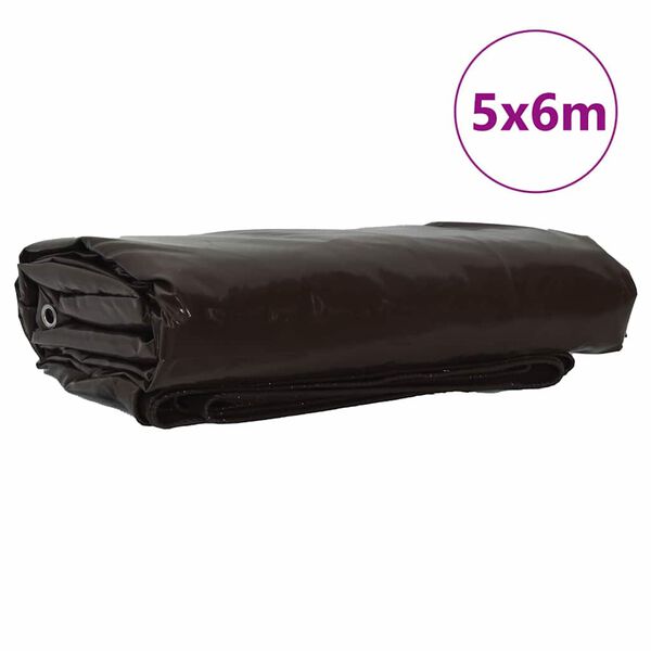 vidaXL Tarpaulin 650g / m&sup2; Rjava 5 x 6 m Platno s PVC premazom