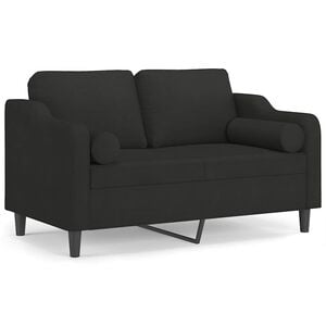 vidaXL Kavč dvosed z blazinami črn 120 cm blago