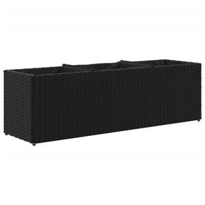 vidaXL Vrtno cvetlično korito s 3 lonci črna 105x30x32 cm poli ratan