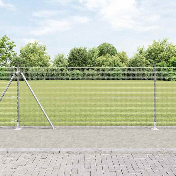 vidaXL Steber ograje. srebrna 100 x 0,8 m (mesh 19 x 19 mm) Jeklo