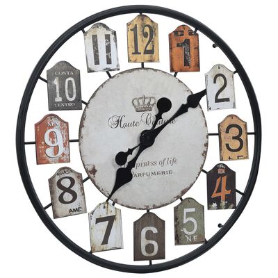 vidaXL Stenska ura večbarvna 51 cm železna
