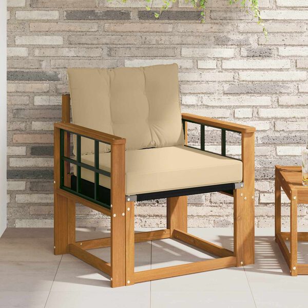 vidaXL Zunanji kavč Masivno akacijevo les in Textilene Naravna