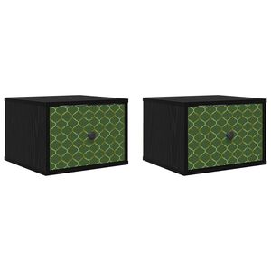 vidaXL Stenska nočna omarica GELEEN 2 kos Črni hrast 36 x 33 x 25 cm