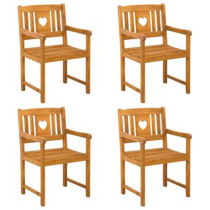 vidaXL Vrtni stoli 4 pcs Naravna Masiven les akacije