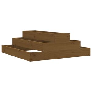 vidaXL Visoka greda medeno rjava 80x80x27 cm trdna borovina