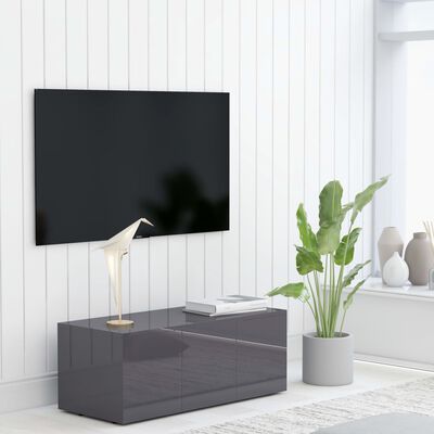 vidaXL TV omarica visok sijaj siva 80x34x30 cm iverna plošča
