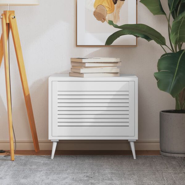 vidaXL Vrata za omarico z letvicami bela 39,5x59,4 cm trdna borovina