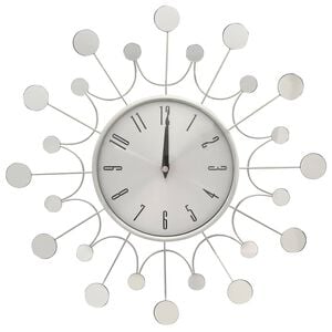 vidaXL Stenska ura srebrna 40 cm kovinska